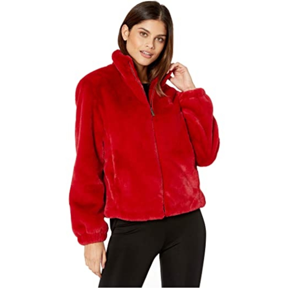 SANCTUARY- Sami Faux Fur Jacket Party Red